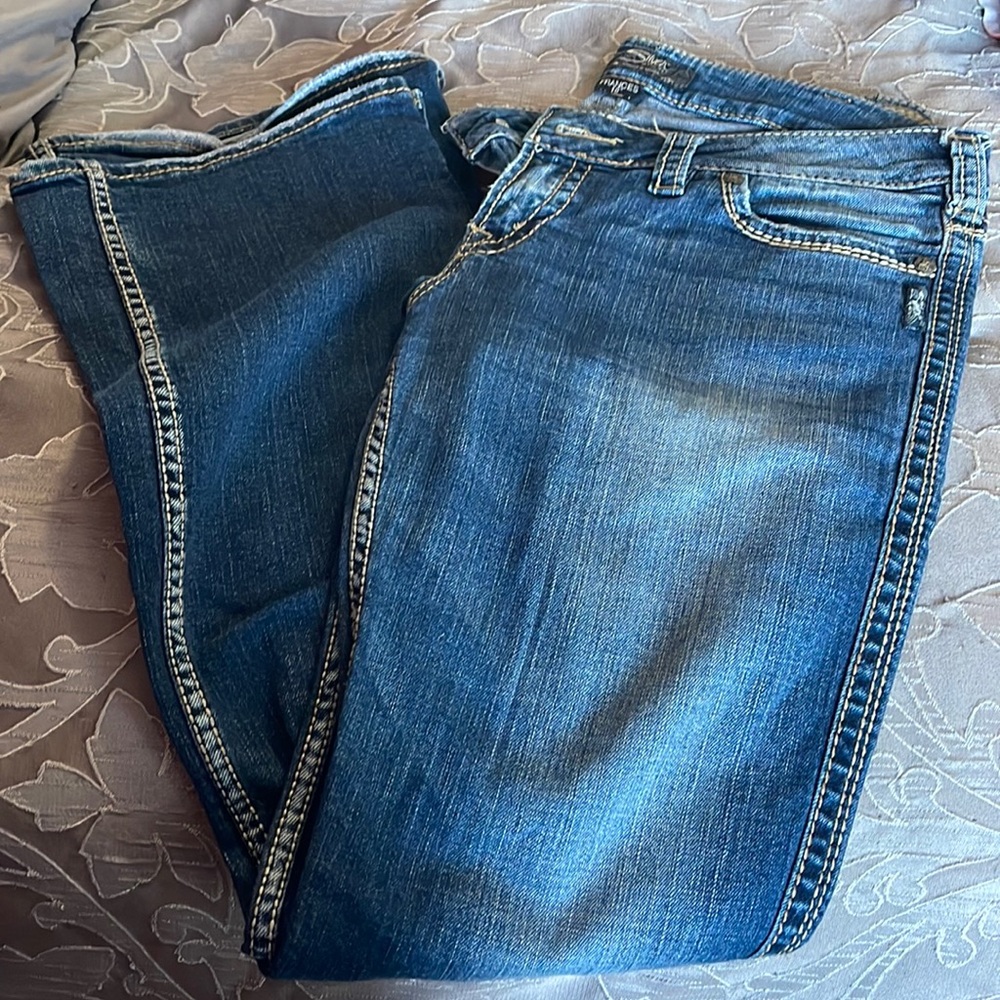 Silver jeans Frances 18”, size W 32/ L 33.